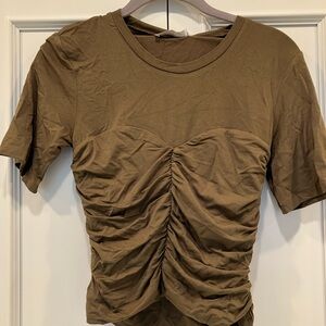 Jonathan Simkhai Ruched Tan Short Sleeve Top